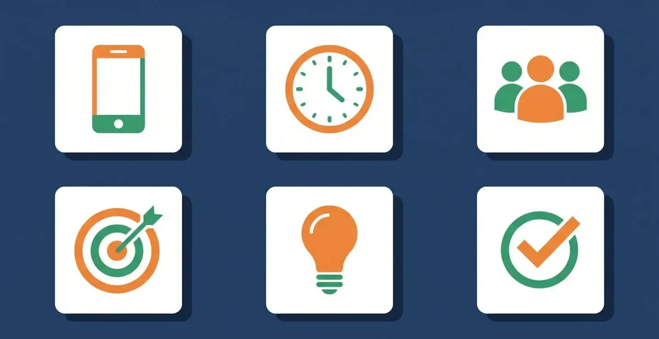 Checklist visuelle représentant les six ingrédients d'une mise en situation efficace en formation.